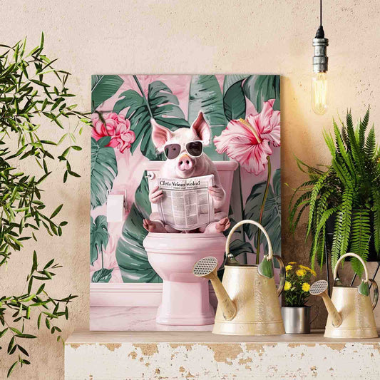 Pink Pig on the Toilet Paint by Numbers