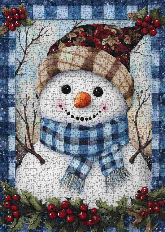 Plaid Scarf Snowman Jigsaw Puzzle