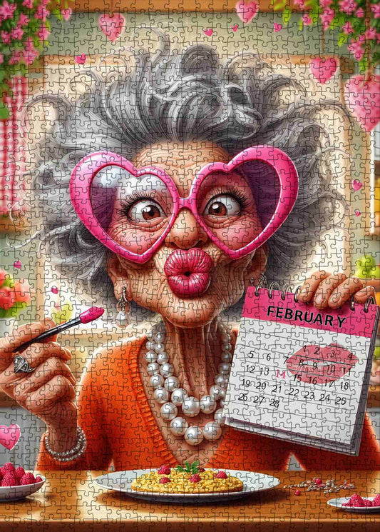 Playful February Love Granny Jigsaw Puzzle