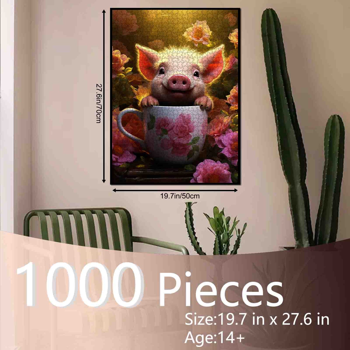 Playful Piglet in Floral Teacup Jigsaw Puzzle