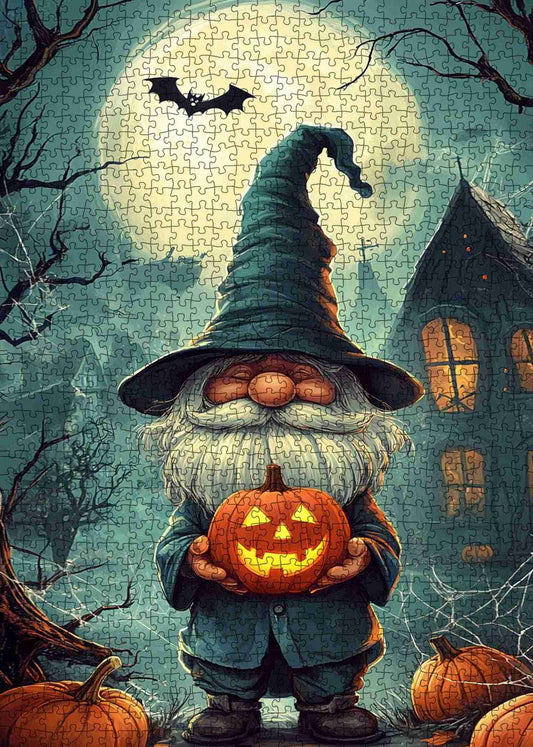 Pumpkin Wizard in Moonlight Jigsaw Puzzle