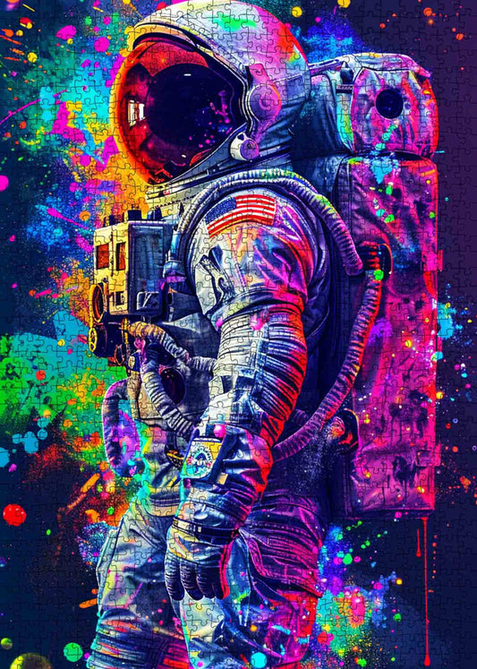 Purple Graffiti Astronaut Silhouette Jigsaw Puzzle