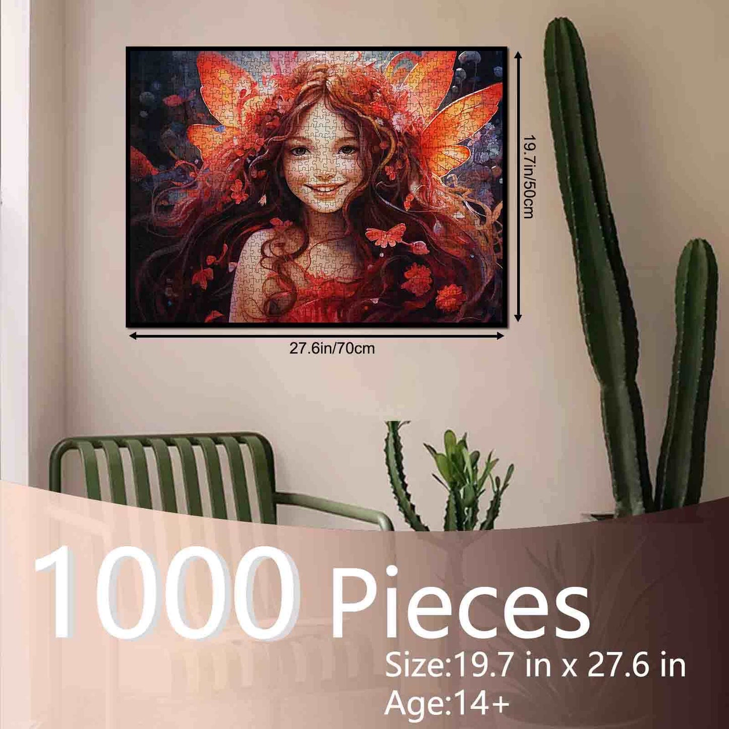 Radiant Fairy with Fiery Red Wings Jigsaw Puzzle