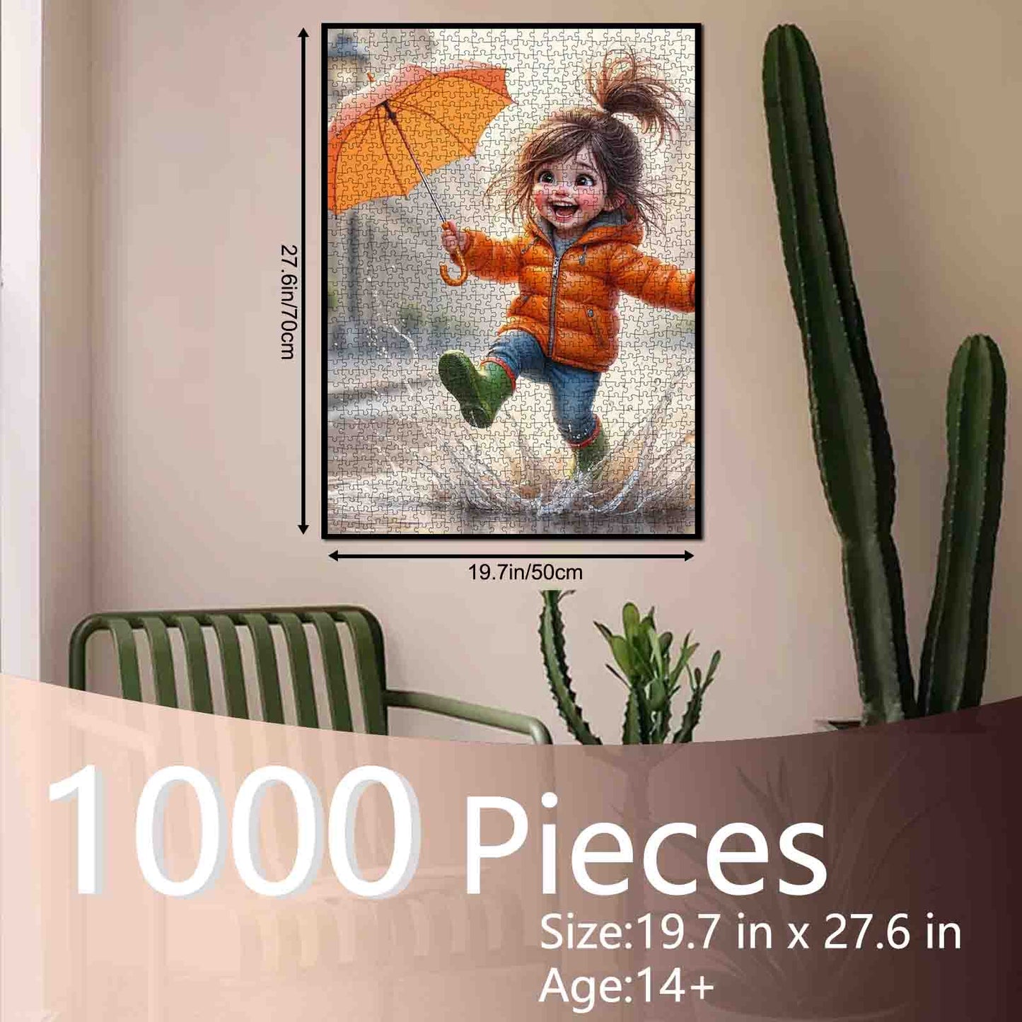 Rainy Day Joy Child Umbrella Splash Jigsaw Puzzle