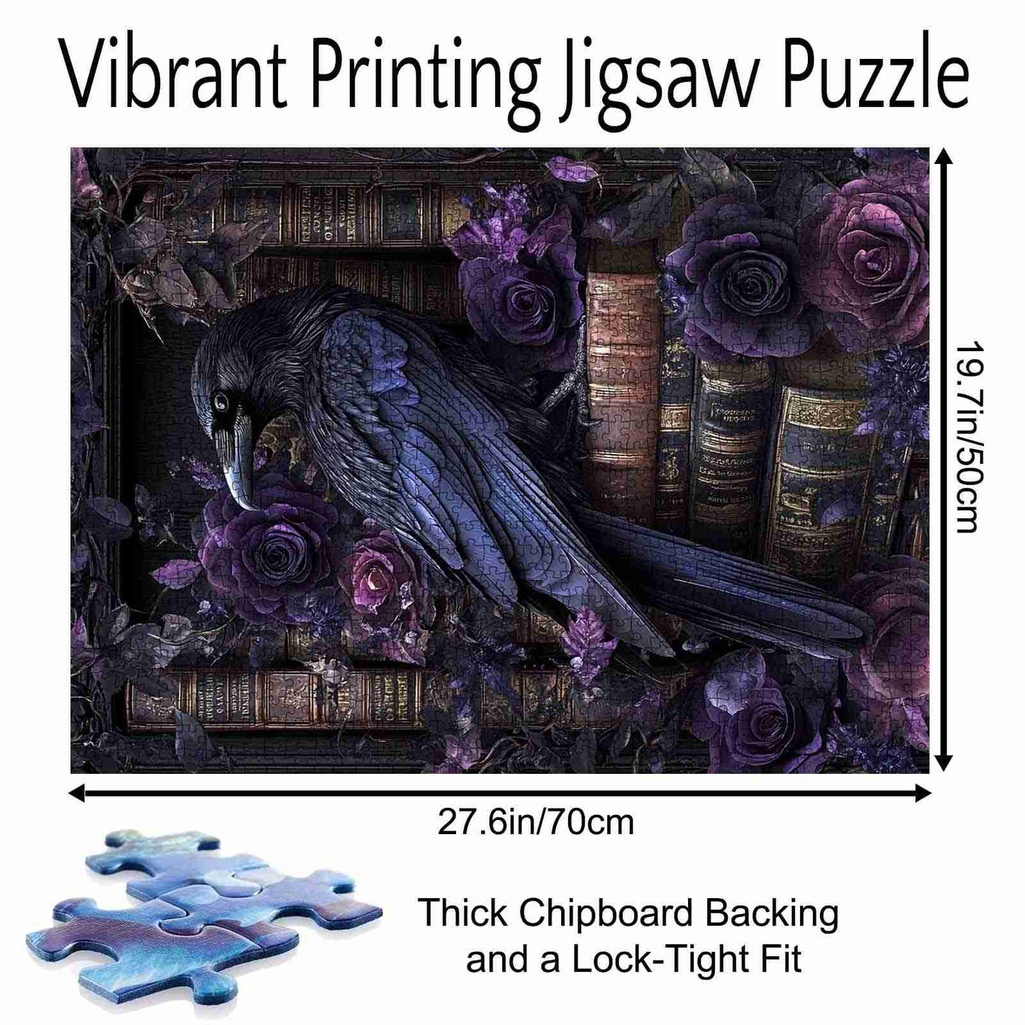 Raven Purple Roses Books Jigsaw Puzzle