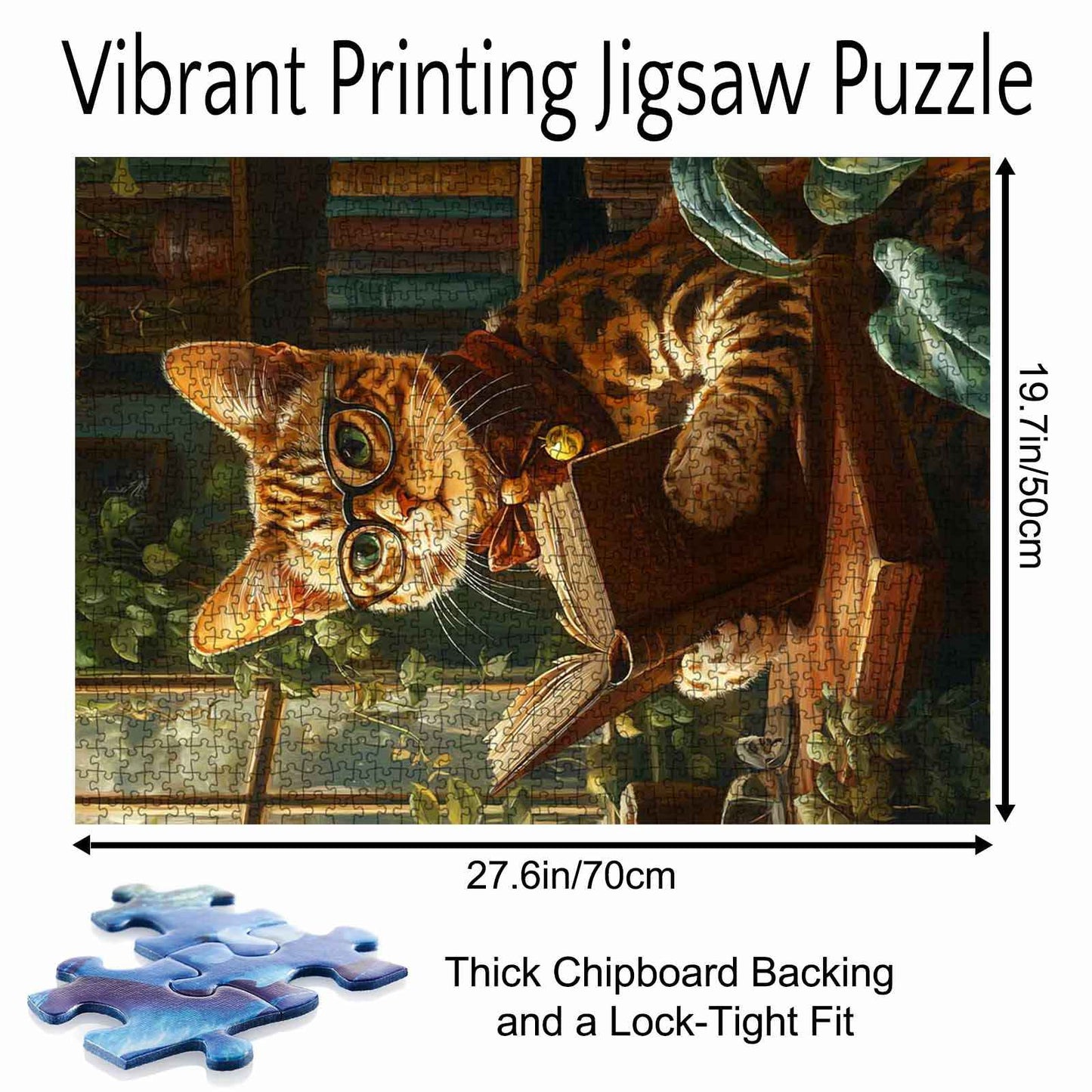 Smart Cat Reading in Library Jigsaw Puzzle