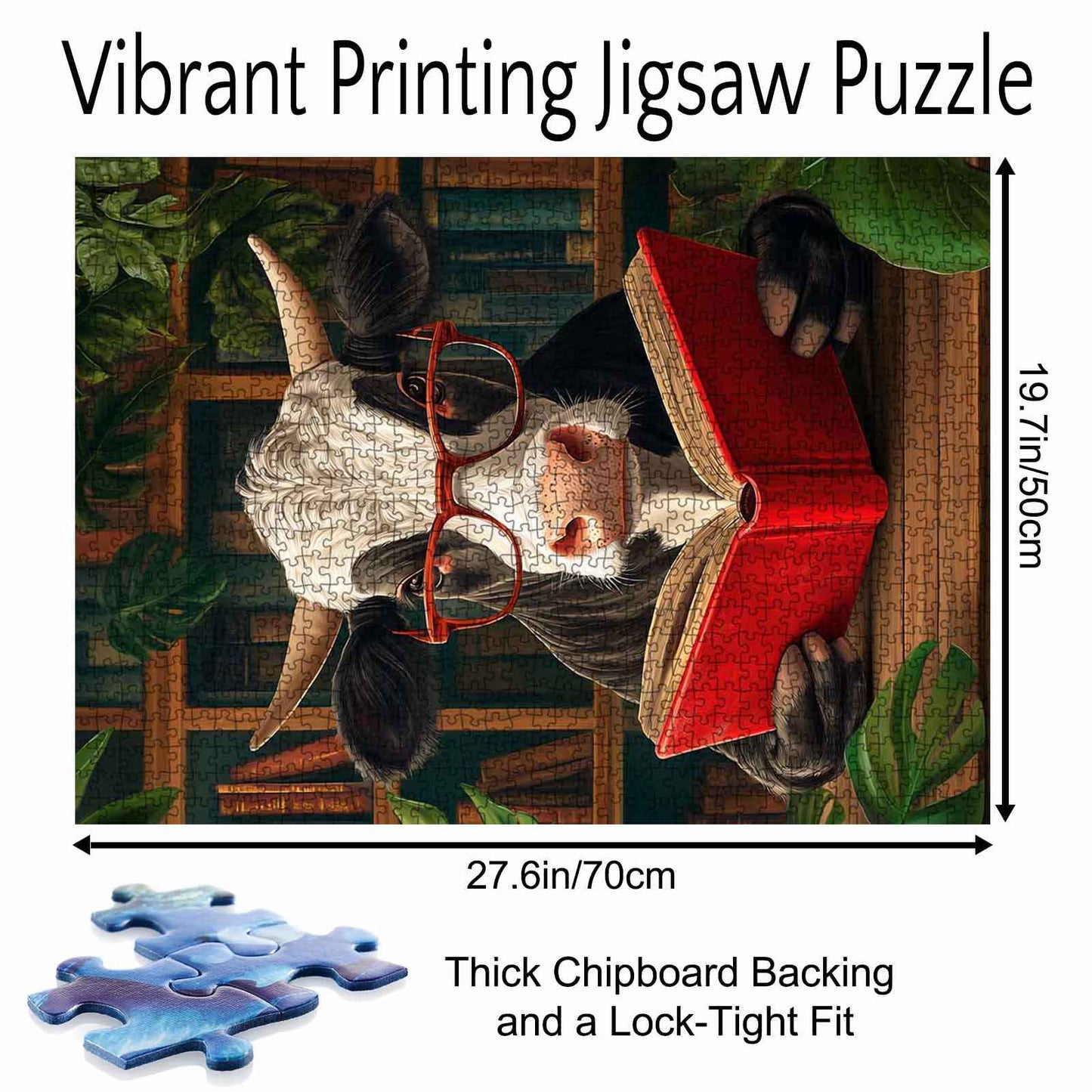 Cow Reading Book in Library Jigsaw Puzzle