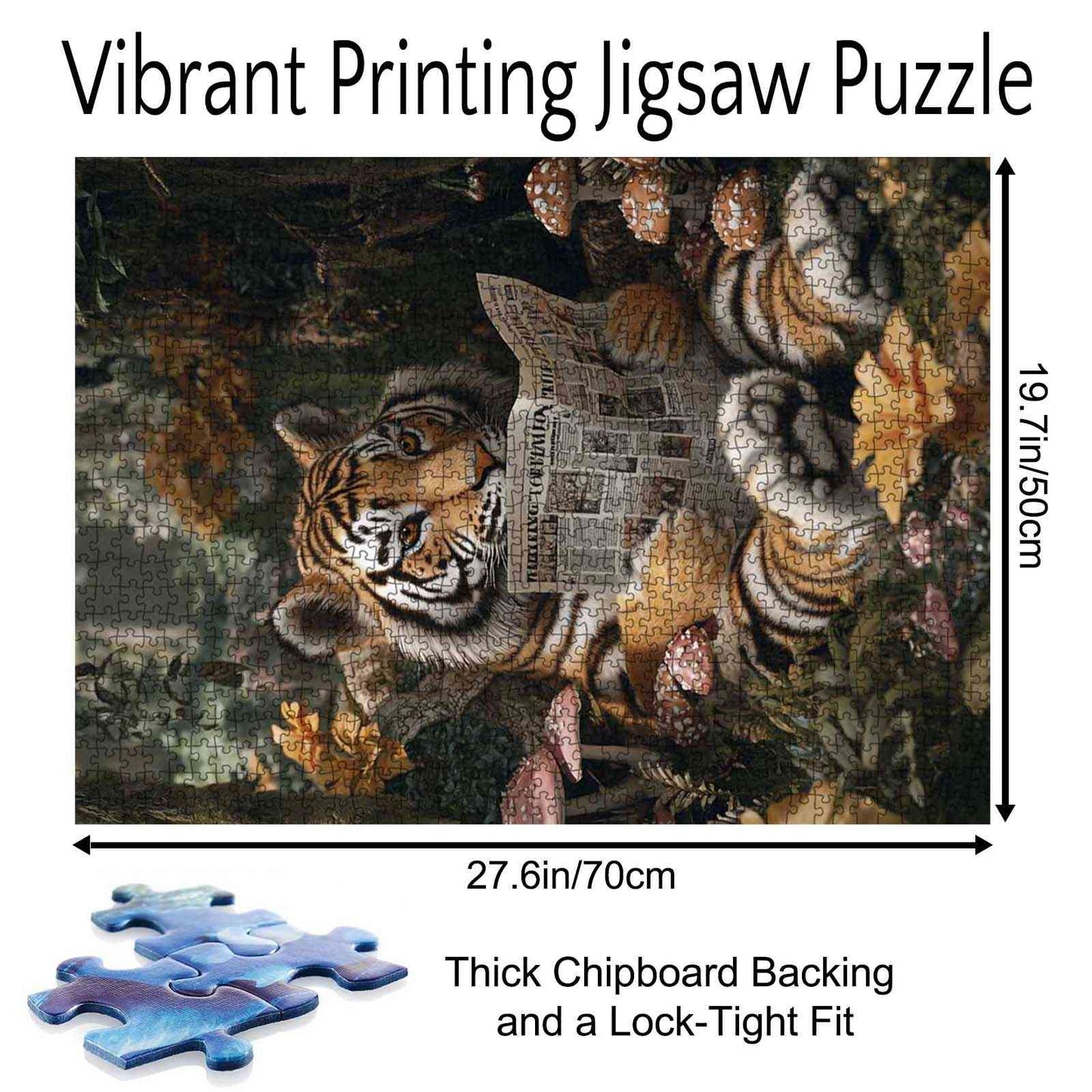 Tiger Reading Newspaper in Forest Jigsaw Puzzle