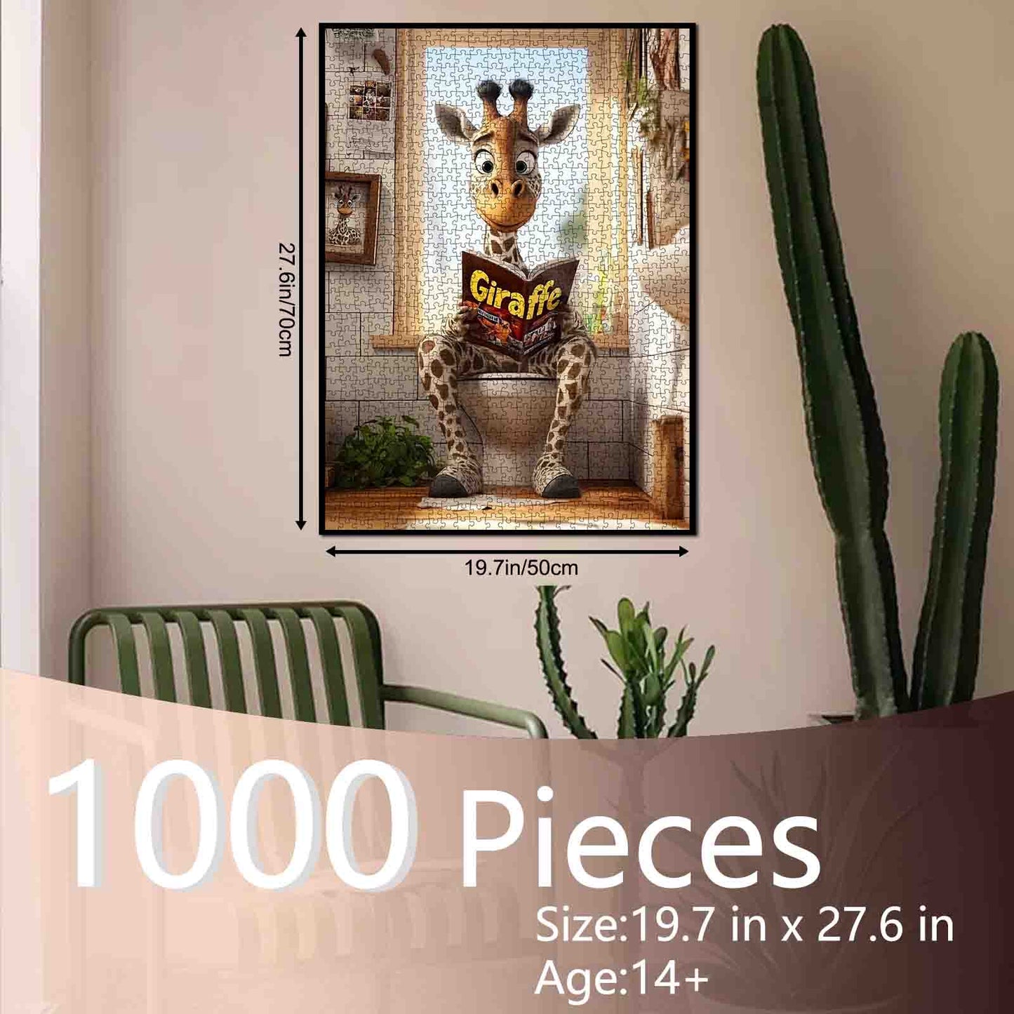 Reading Giraffe Bathroom Moment Jigsaw Puzzle