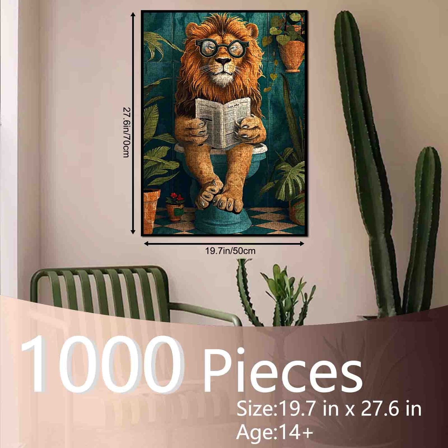 Reading Lion in Bathroom Jigsaw Puzzle