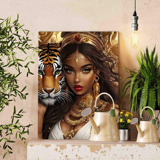 Regal Beauty with Tiger Paint by Numbers