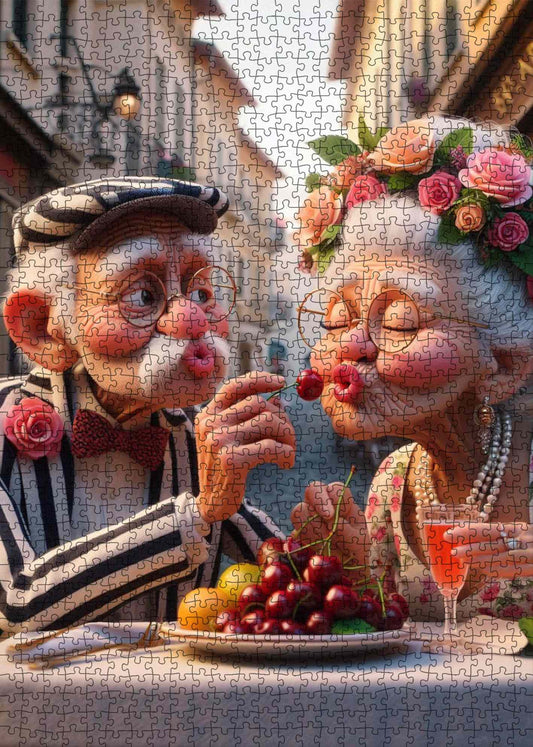 Romantic Cherry Kiss Jigsaw Puzzle