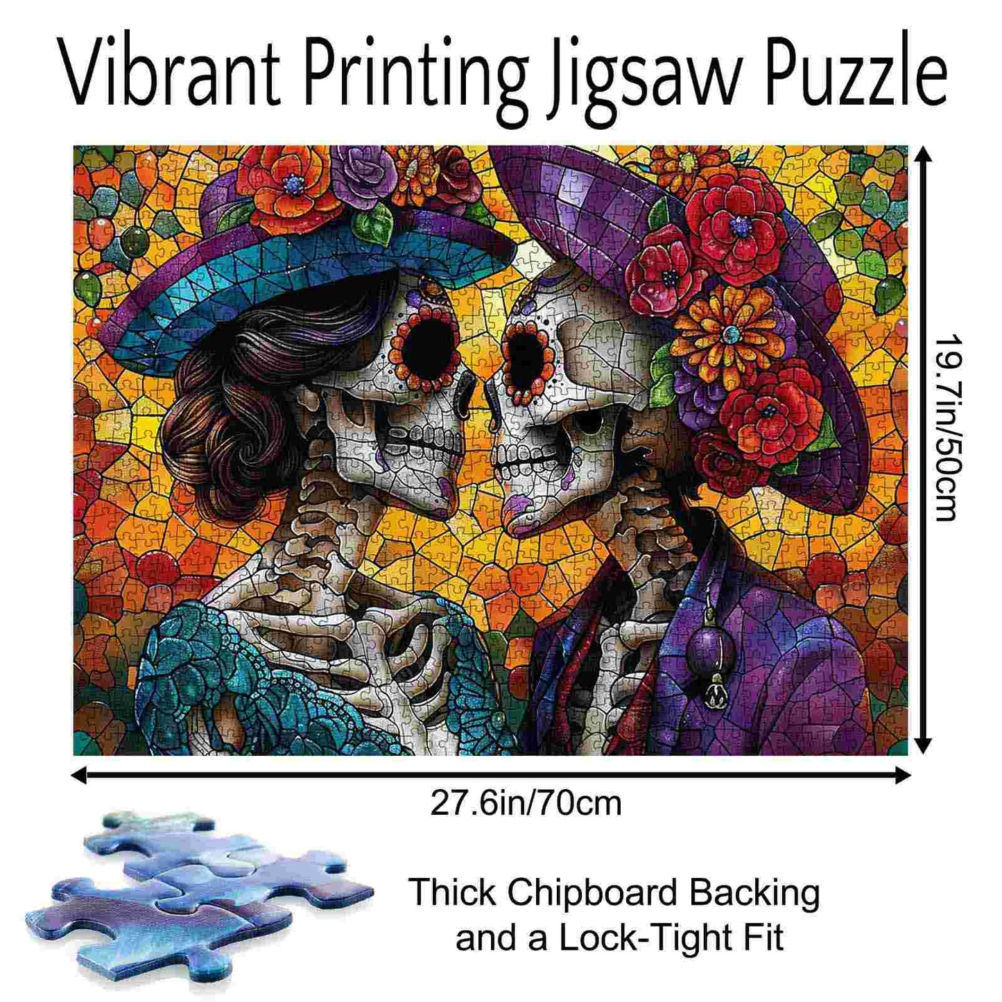 Romantic Skeletons Stained Glass Jigsaw Puzzle