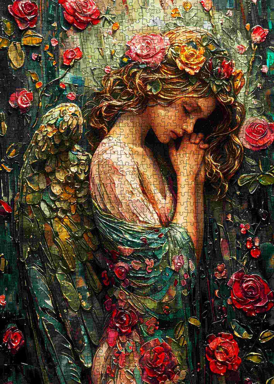 Rose Angel in Prayer Jigsaw Puzzles