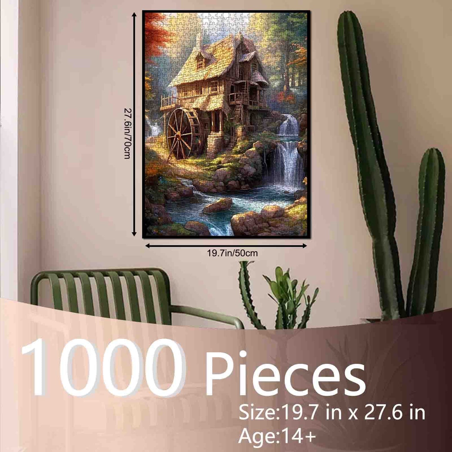 Rustic Cabin Forest Waterwheel Jigsaw Puzzle