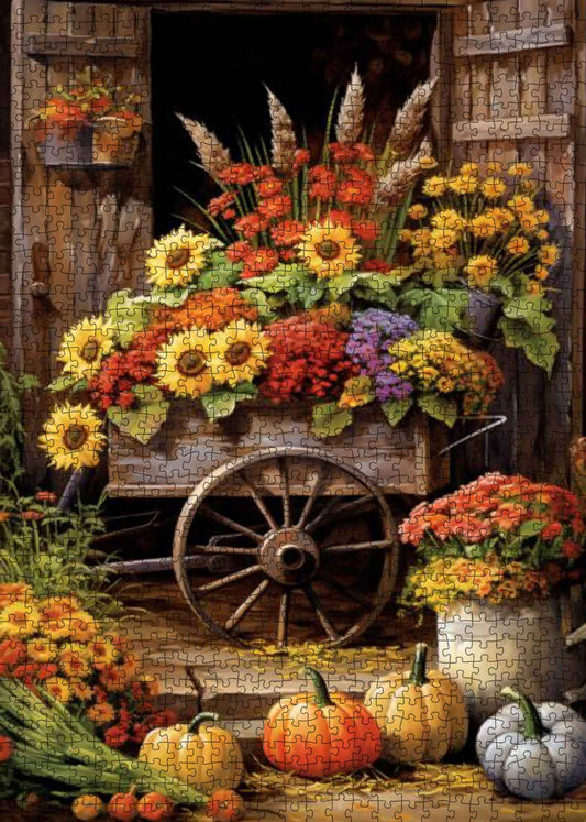 Rustic Flower Cart Jigsaw Puzzle