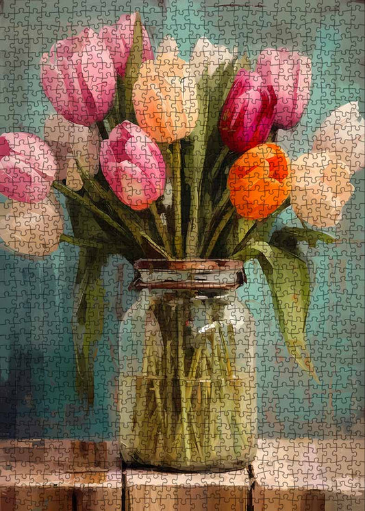 Rustic Tulips Art Jigsaw Puzzle