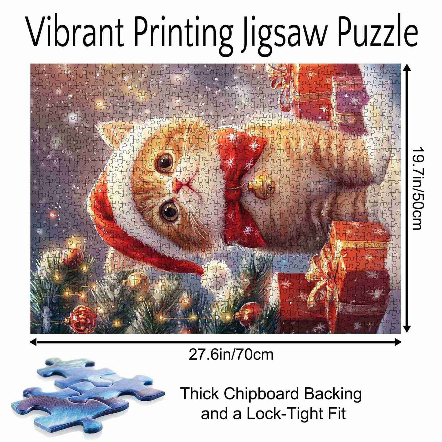 Santa Kitten by Christmas Tree Jigsaw Puzzle
