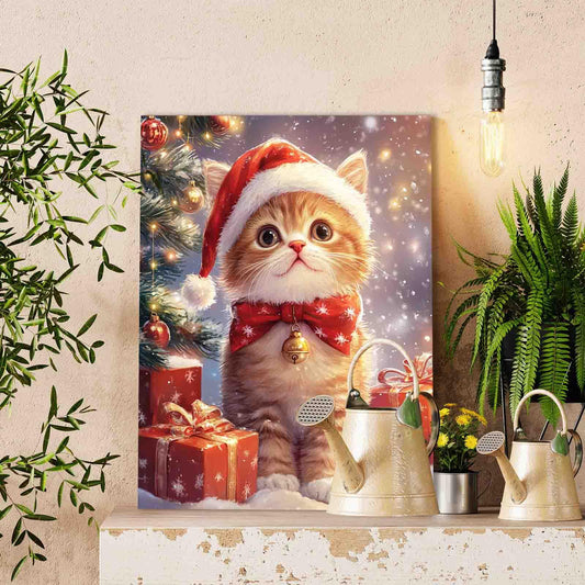 Santa Kitten with Gifts Paint by Numbers