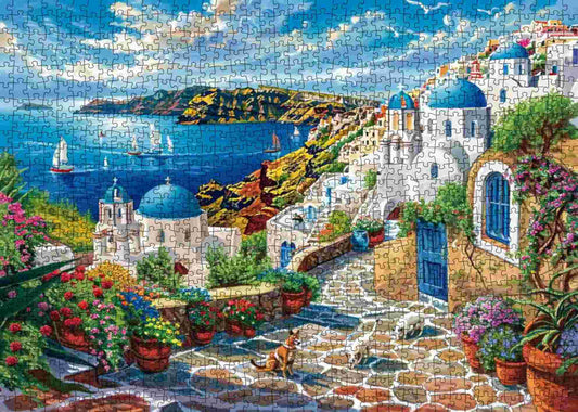 Santorini White Buildings Jigsaw Puzzles