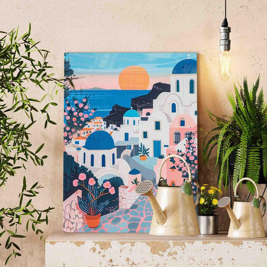 Santorini Sunset Streets paint by numbers