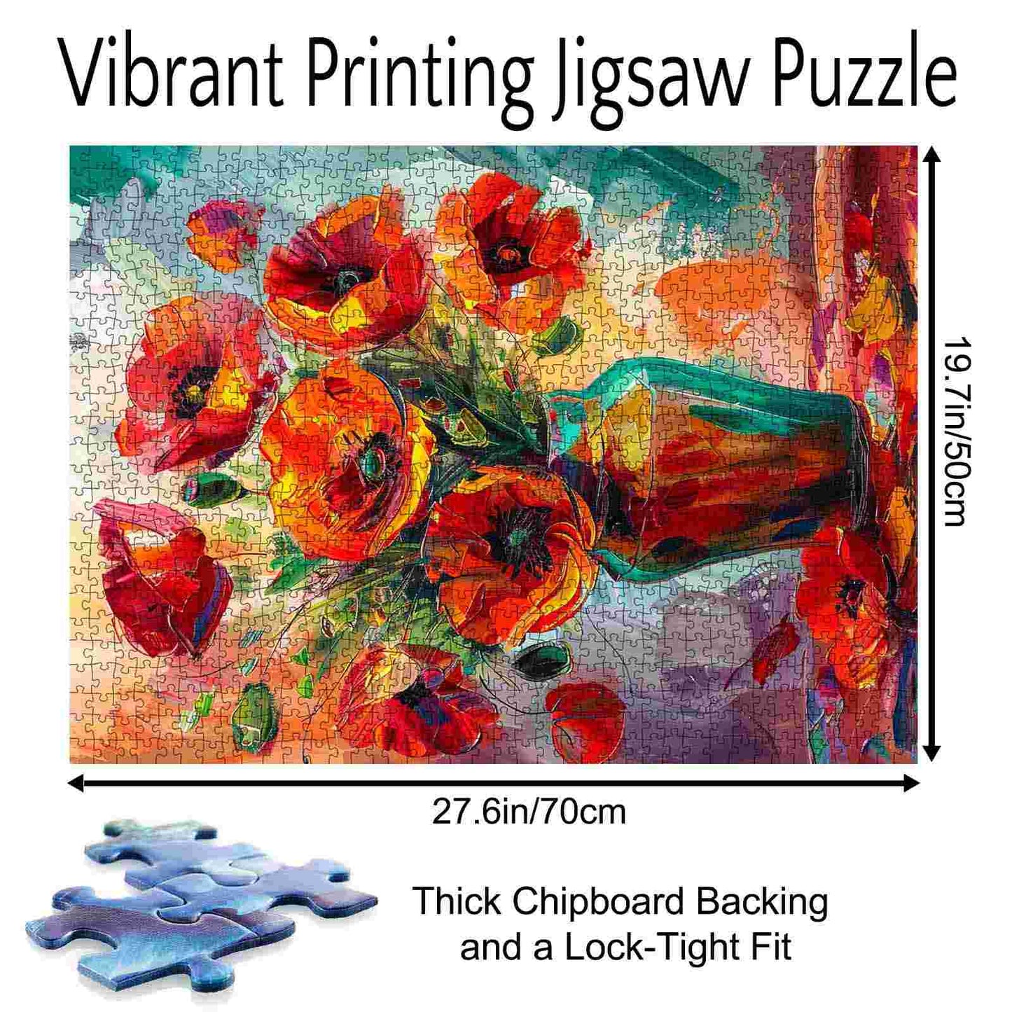 Scarlet Poppies in Vibrant Vase Jigsaw Puzzle