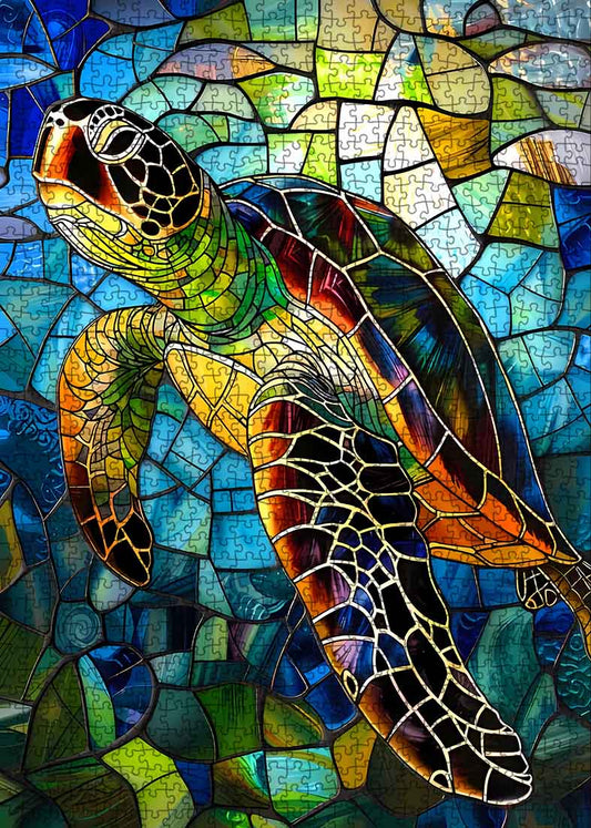 Sea Turtle Stained Glass Jigsaw Puzzle