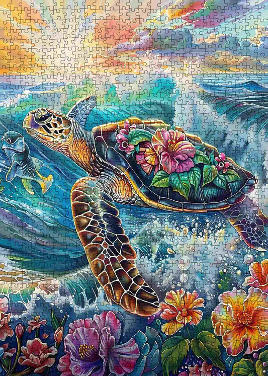 Sea Turtle Sunset Jigsaw Puzzle
