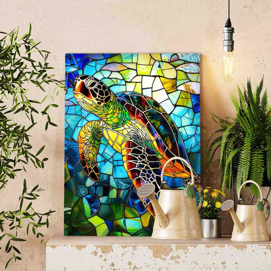 Sea Turtle Stained Glass Paint by Numbers