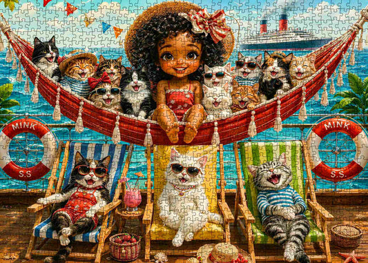 Seaside Cats Summer Vacation Jigsaw Puzzle