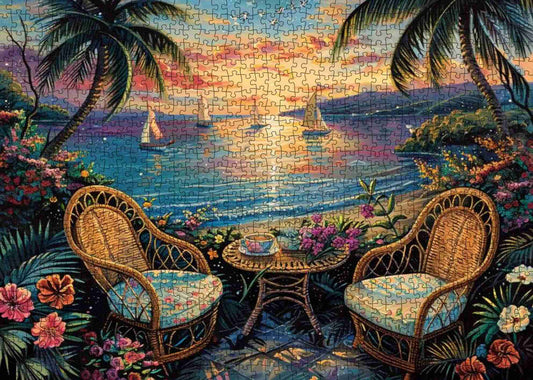 Seaside Tropical Sunset Jigsaw Puzzles