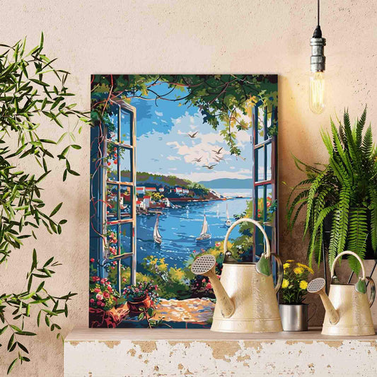 Seaside Balcony View paint by numbers