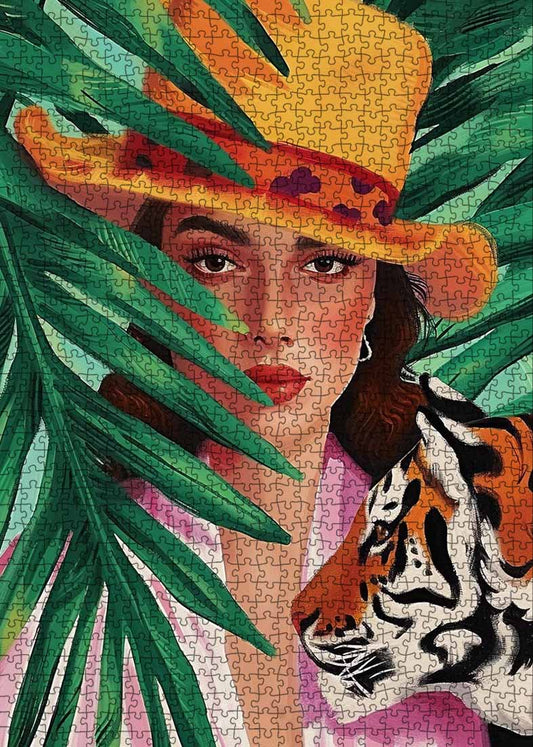 Tropical Beauty and Tiger Jigsaw Puzzle