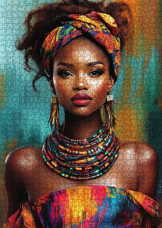 African Beauty in Vibrant Attire Jigsaw Puzzle