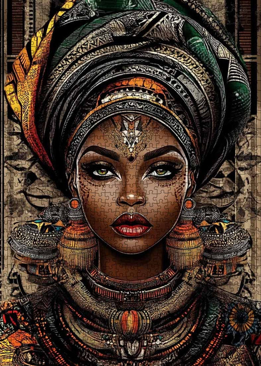 Majestic Queen in Tribal Elegance Jigsaw Puzzle