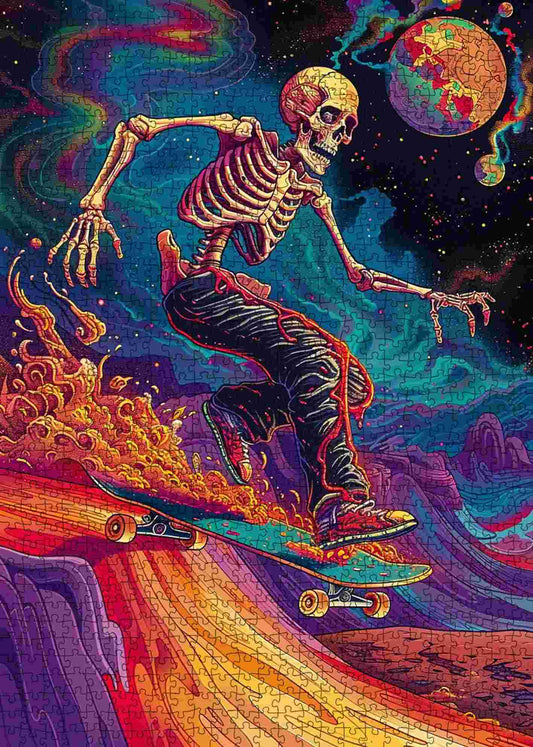 Skateboard Skeleton in Space Jigsaw Puzzle