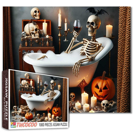 Skeleton Bath Halloween Jigsaw Puzzle