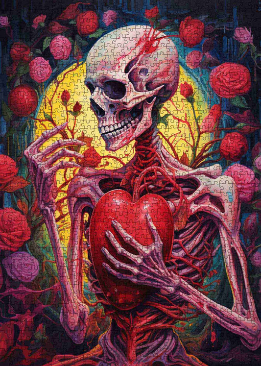 Skeleton Heart Embrace Jigsaw Puzzle