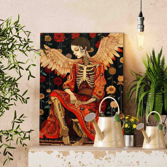 Skeleton Angel in Red Robe Paint by Numbers