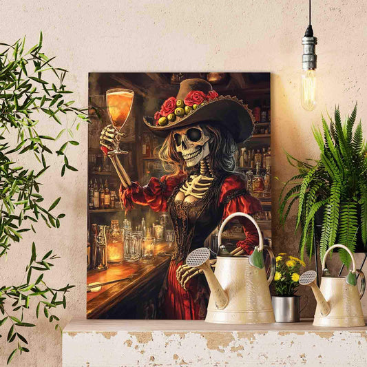 Skeleton Lady Tavern Toast Paint by Numbers