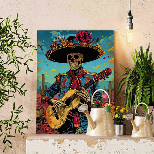 Skeleton Mariachi in Desert Paint by Numbers
