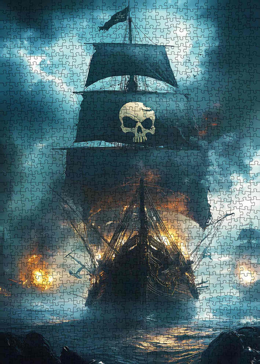 Skull Flag Pirate Warship Jigsaw Puzzle