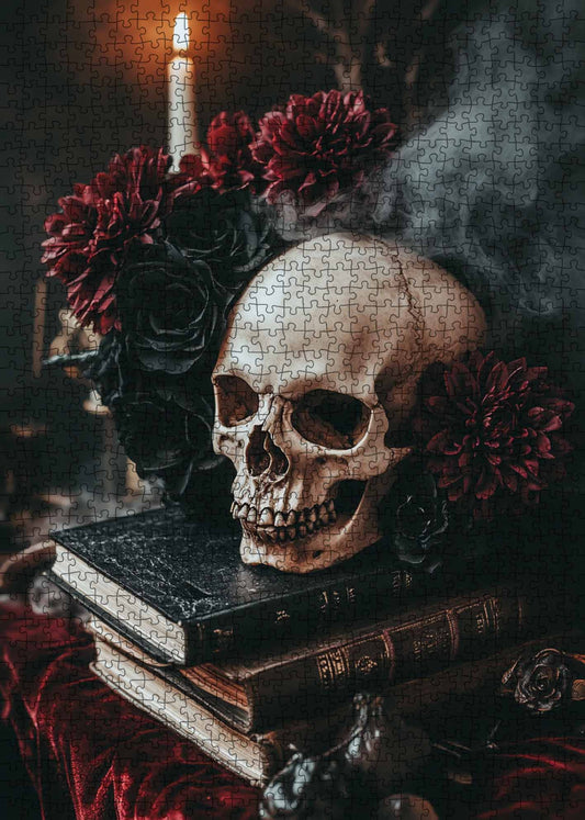 Skull Roses Candlelight Jigsaw Puzzle