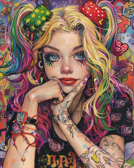 Colorful Punk Girl Paint by Numbers