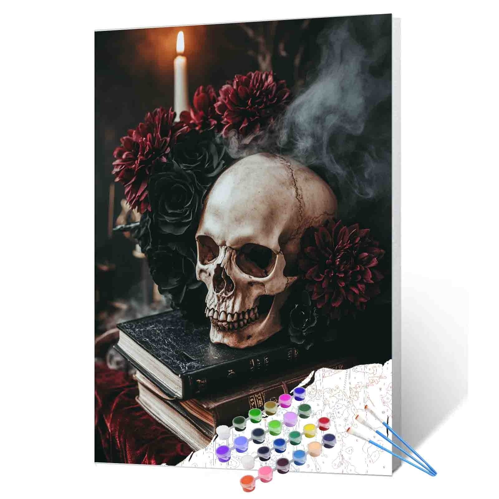 Skull with Roses and Candle Paint by Numbers – Tucocoo