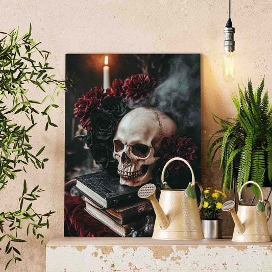 Skull with Roses and Candle Paint by Numbers