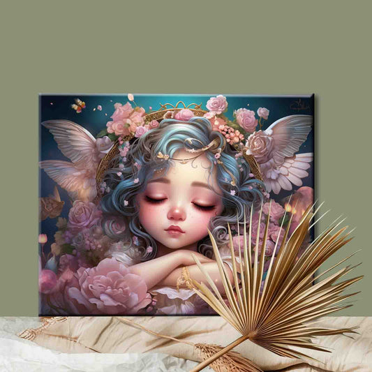 Sleeping Angel Surrounded by Roses Paint by Numbers