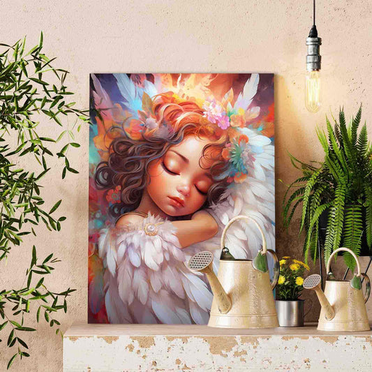 Sleeping Angel with Feathers Paint by Numbers