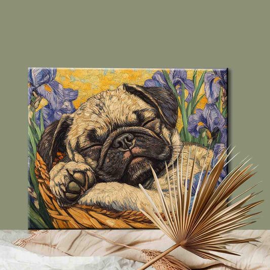 Sleeping Pug in Basket Paint by Numbers