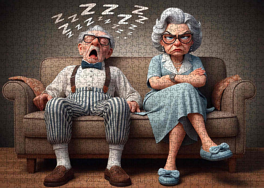 Sleepy Grandpa and Grumpy Grandma Jigsaw Puzzle